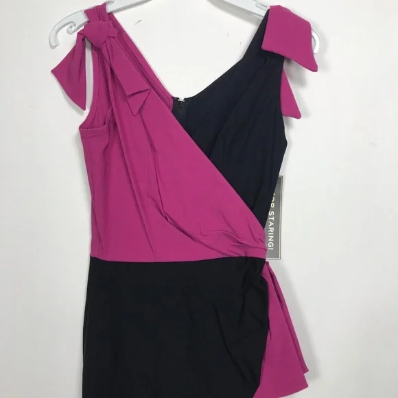 NWOT Gorgeous 2 tone wiggle dress by Stop Staring in Pink&Black w/ bow accents - Picture 4 of 6